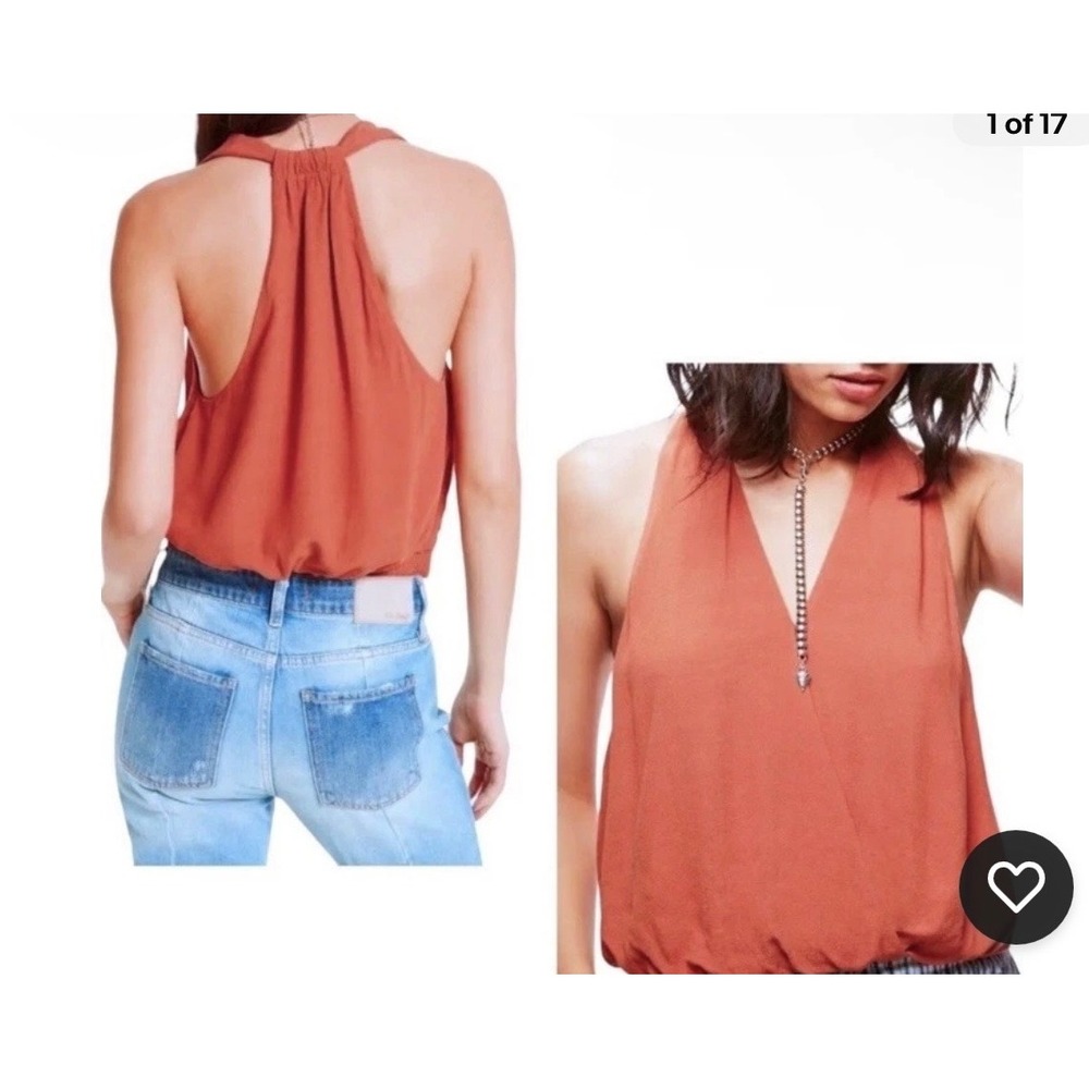 Free People S Drapey Dreams Cross My Heart Halter Top Terracotta Burnt Orange - Picture 1 of 11